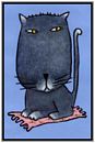 Gray Cat on PInk Carpet Card Original Illustrations by Debbie Smith Mezzetta 