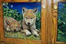 Wolf Cubs Mural on cabinets. Private Collection - Potomac, MD. Collaborative work with JM Assoc. Wolf Cub painted by Debbie Smith Mezzetta. Thumbnail Image